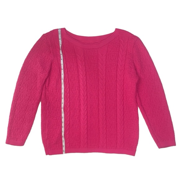 Pink Oversized Cable Knit Sweater, Size Medium - Picture 6 of 14